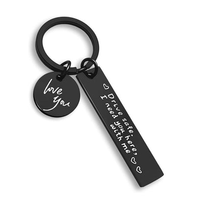 Drive Safe Keychain for Boyfriend - 26-Letter Personalized Keychain - Perfect Gift for Birthday, Christmas, Valentines Day - Various Patterns Includes Spanish styles