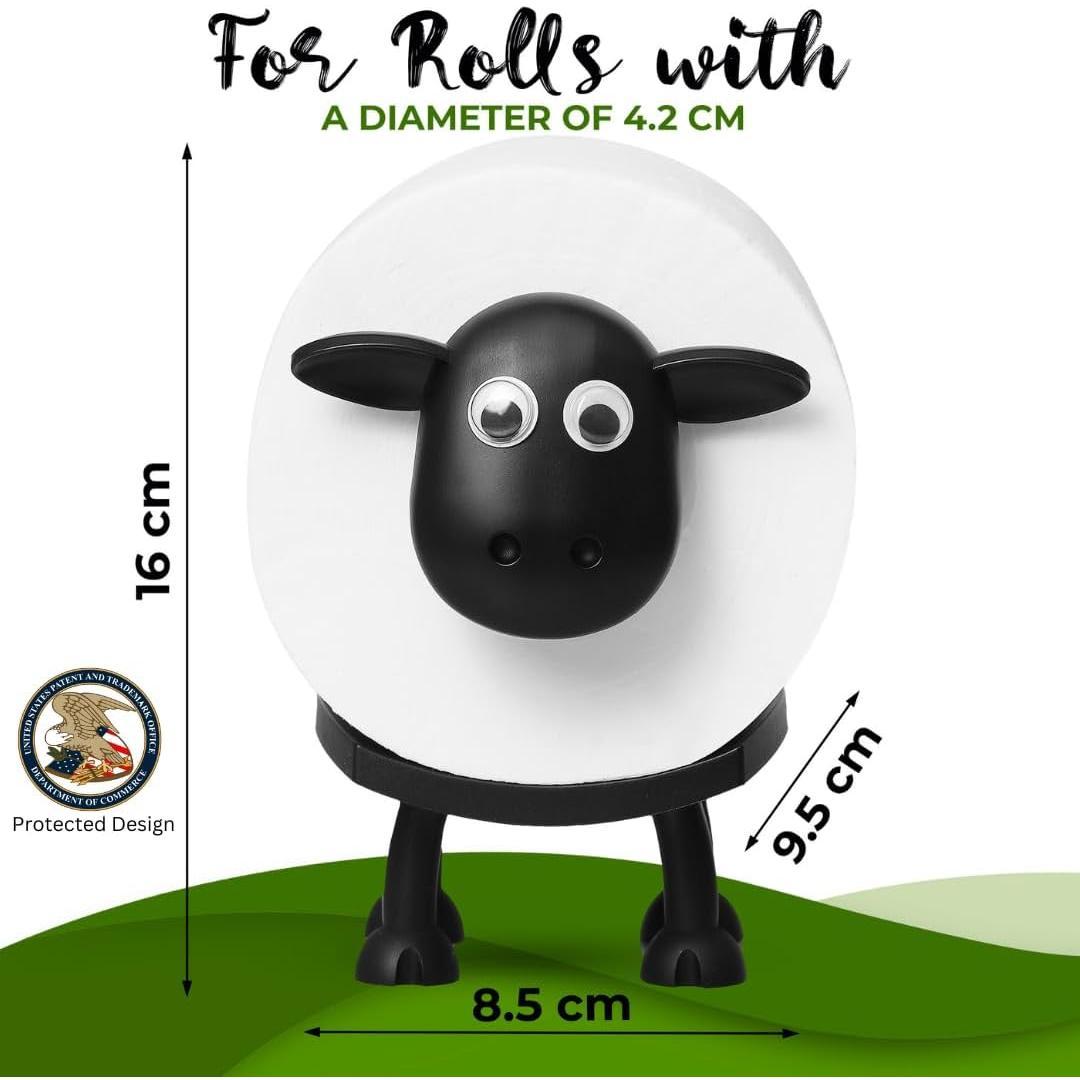 sheep toilet roll holder-funny toilet paper holder free standing bathroom set-3D printed black sheep loo roll holder-hilarious tissue paper roll storage