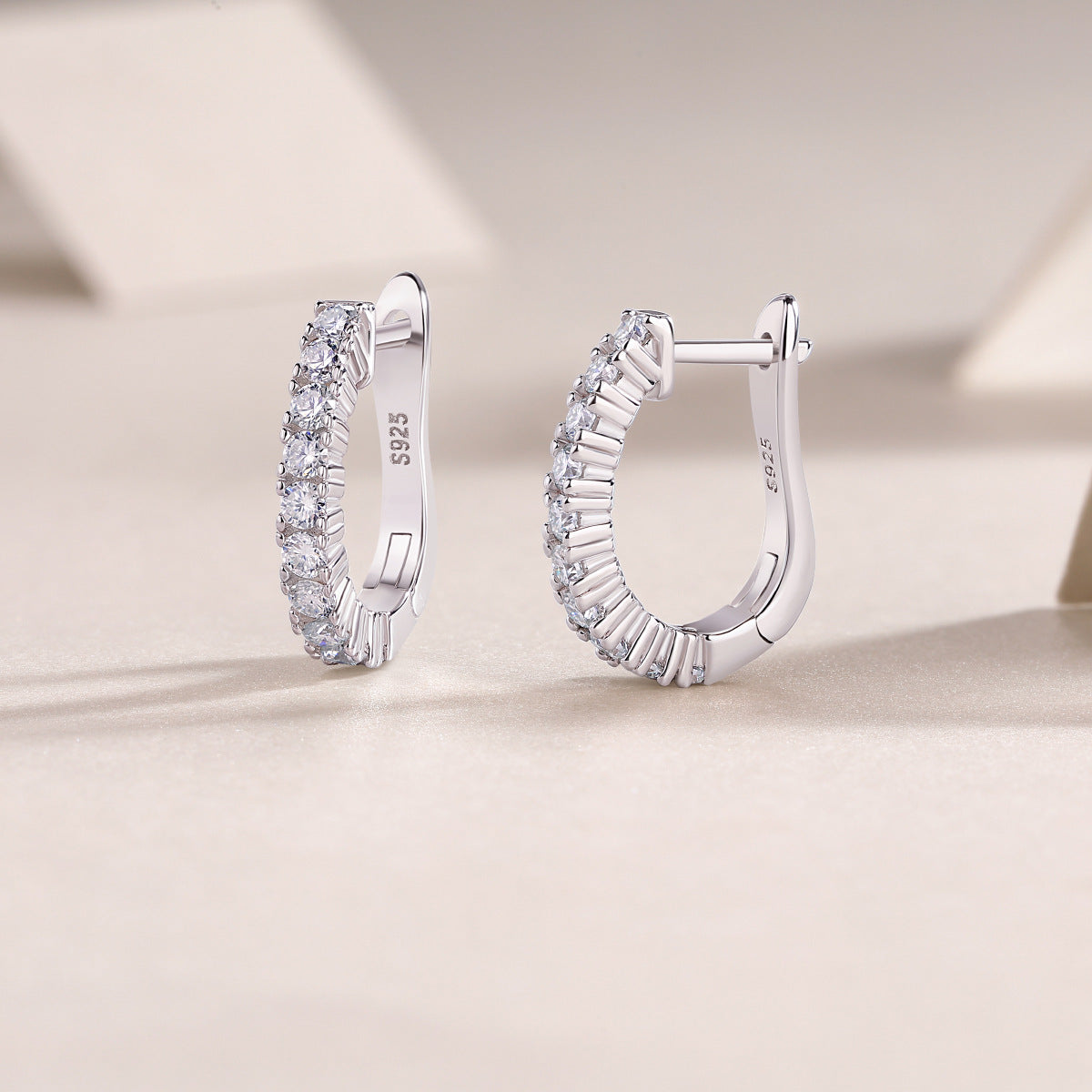 S925 Modern Guide Earrings Moissanite Hoop Earrings