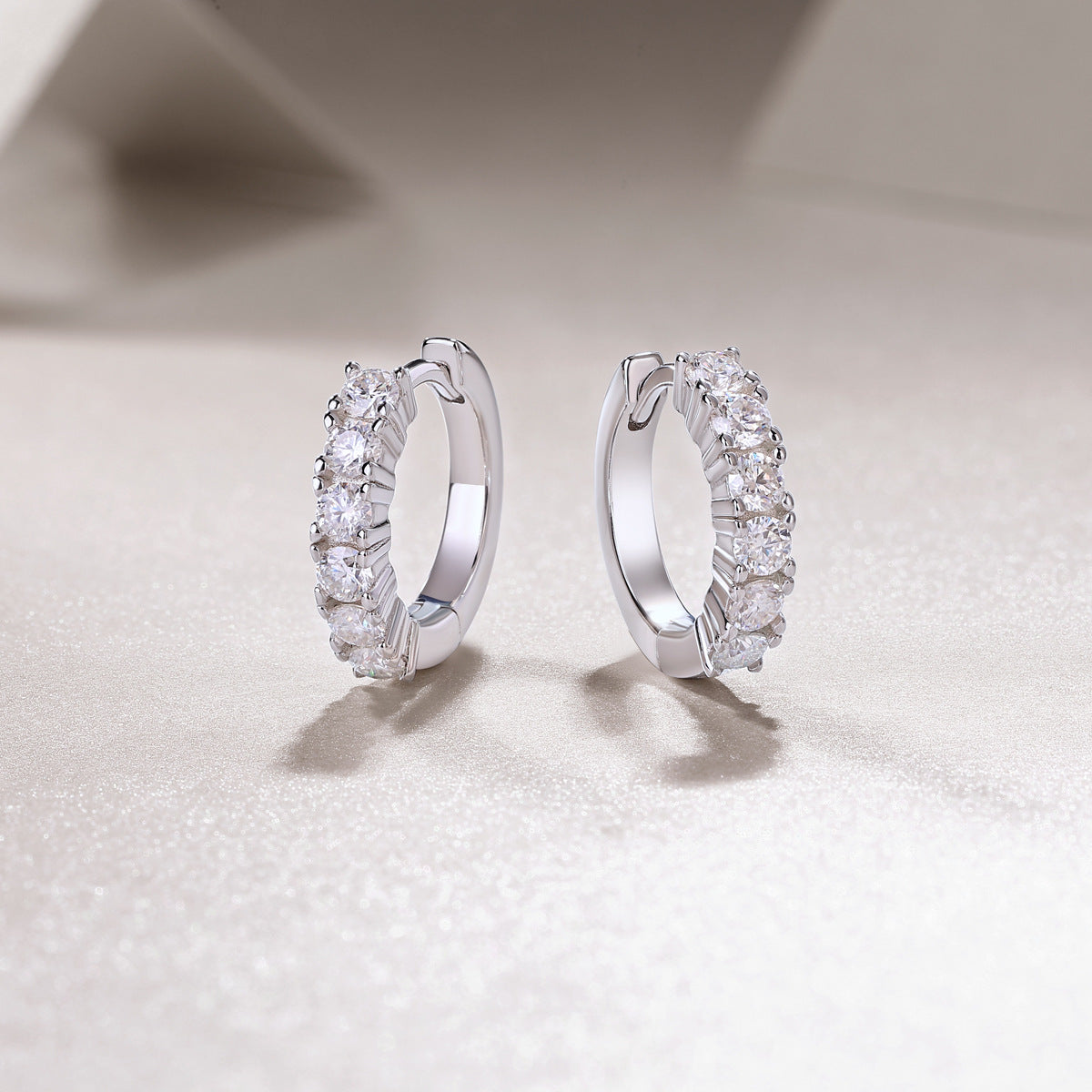 S925 Temperament Classic Style Earrings Niche High Sense Heavy Industry Inlaid Moissanite
