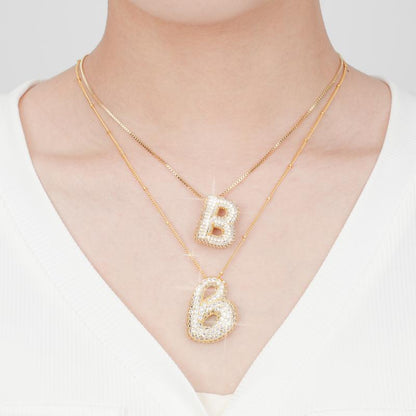 2 Pack Initial Necklace for Women & Girls, 14K Gold Plated Balloon Letter Pendant Necklace, Christmas Jewelry Gifts for Women Girls