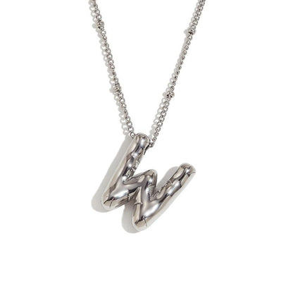 Letter Necklace Balloon Initial Necklaces for Women Girls Dainty Alphabet Pendant   Puffy Name Personalized Jewelry Gift Fashion Personality Jewelry For Girls Plated Gold Bubble Letter Necklace