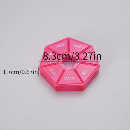 7-compartment Pill Box, 1 Count Random Color Mini Portable Pill Container, One-week Pill Box for Travel, Medicine Organizer, Travel Accessories