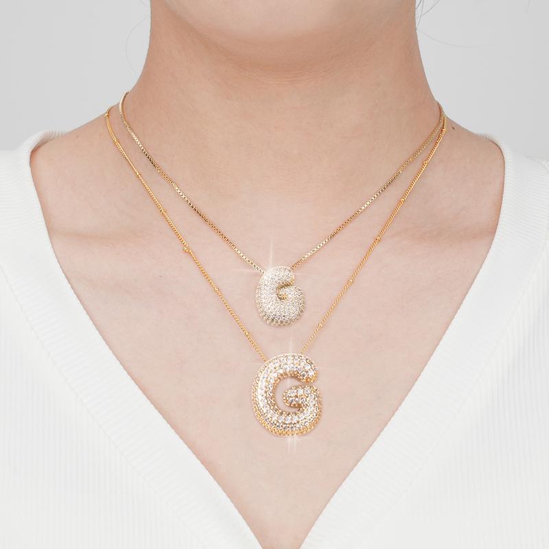 2 Pack Initial Necklace for Women & Girls, 14K Gold Plated Balloon Letter Pendant Necklace, Christmas Jewelry Gifts for Women Girls
