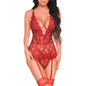 Plus Size Western-Style Sexy Lingerie - Lace Strap Bodysuit with Garter Belt, Perfect for a Passionate Night