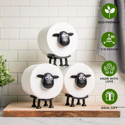 sheep toilet roll holder-funny toilet paper holder free standing bathroom set-3D printed black sheep loo roll holder-hilarious tissue paper roll storage