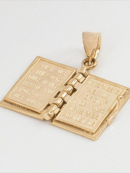 Creative Religion Cross Detail Bible Book Charm Pendant Necklace for Men & Women, Clean Girl Jewelry for Party, Daily Cross Necklace Accessory for Gift