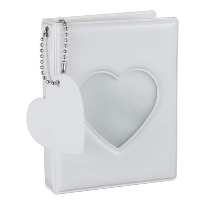 3" Mini Photo Album, Kpop Photocard Holder Book 32 Pockets, Photocard with Mirror-Like Photocard Binder, Love Heart Pendant Decor Gift Hollow