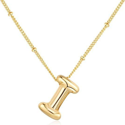 Letter Necklace Balloon Initial Necklaces for Women Girls Dainty Alphabet Pendant   Puffy Name Personalized Jewelry Gift Fashion Personality Jewelry For Girls Plated Gold Bubble Letter Necklace