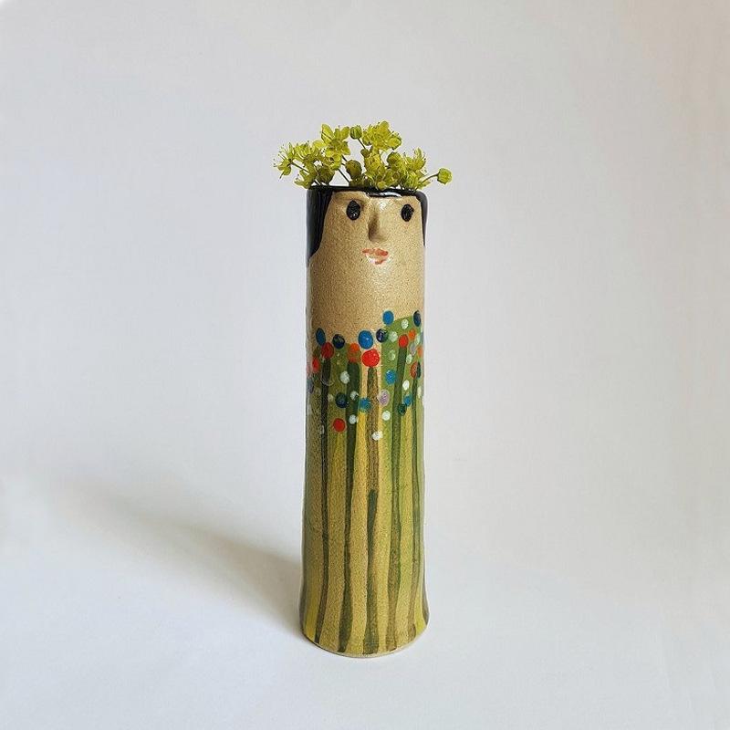 Bohemian Face Family Vase Dried Flower Handmade Vase Home Resin Craft Ornament