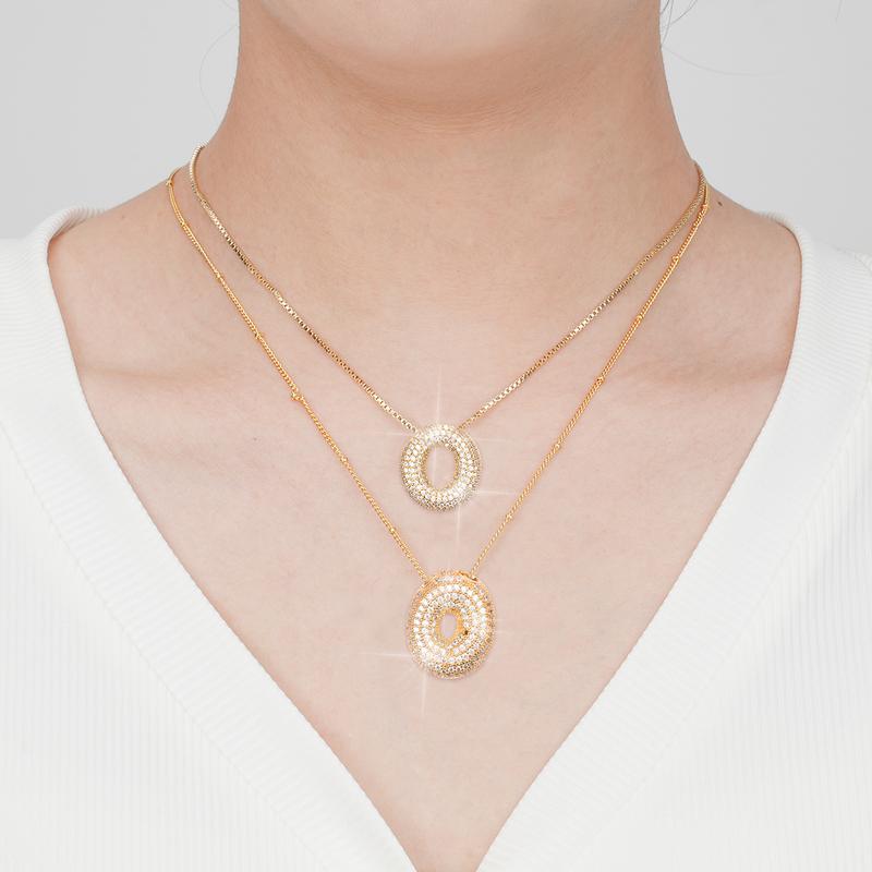 2 Pack Initial Necklace for Women & Girls, 14K Gold Plated Balloon Letter Pendant Necklace, Christmas Jewelry Gifts for Women Girls