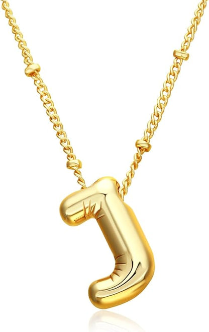 Christmas gifts&specials 18k Bubble Letter Necklace Gold for Women, Rhinestone Bubble Balloon Initial Necklace for Her, Charm Puff Letter Name Pendant Chunky Alphabet necklace