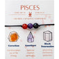 Zodiac Bead Bracelets - 3 Polished Birthstone Crystal Beaded Bracelets - Made of Real & Natural Gemstones, Adjustable 3-9.7” Black Rope - Jewelry for Men, Women, Teens, Kids - 8mm Beads