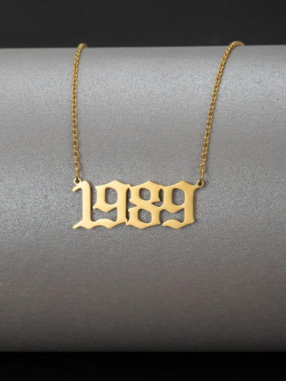 Spring Street Style Birth Year Number Charm Necklace, Trendy Stainless Steel Charm Necklace, Fashionable Vintage Summer Fall 2024 Jewelry for Men & Women As Gift for Couples & Friends, Fall Outfits, Fall Freshness