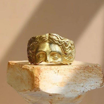 Half face ring, fashionable personalized ring sculpture, fashionable open couple ring