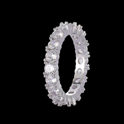 Fashion Ornament Copper Micro Inlaid Zircon Men's Hip Hop Ring Single Row Zircon Ring