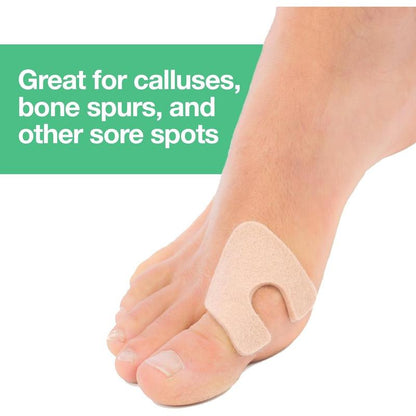 U-Shaped Felt Callus Pads | Protect Calluses from Rubbing on Shoes | Reduce Foot and Heel Pain | Pack of 24 | 1/8" Self-Stick Pedi Cushions