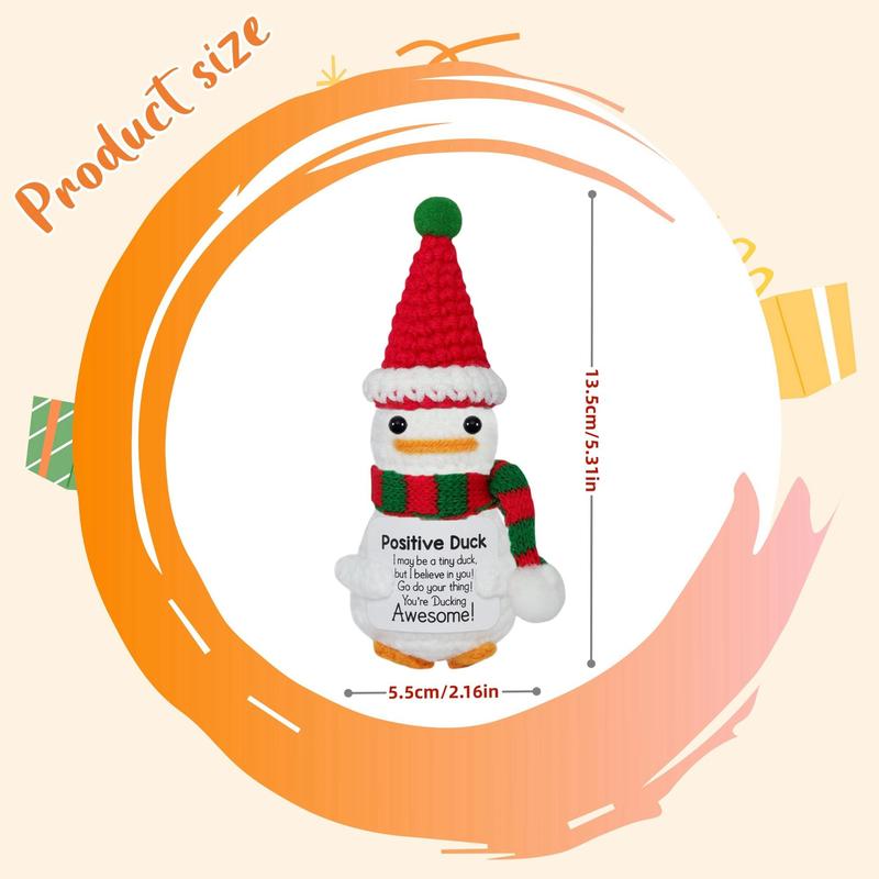Cute Knitted Duck with Positive Card, Handmade Emotional Support Crochet Doll for Gift, DIY Knitting Supplies for Home Office Decor