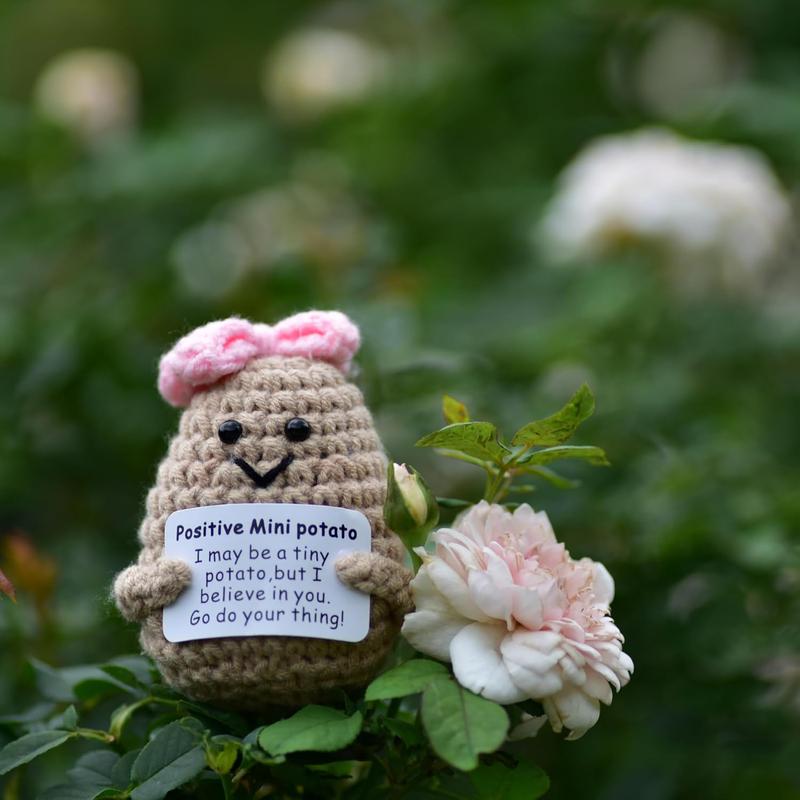 Mini Positive Cute Funny Life Potato Tomato Eggplant Onion Cute Animals Creative Knitted Holding Card Crochet Birthday Christmas Girls Gifts Party Decor party gift