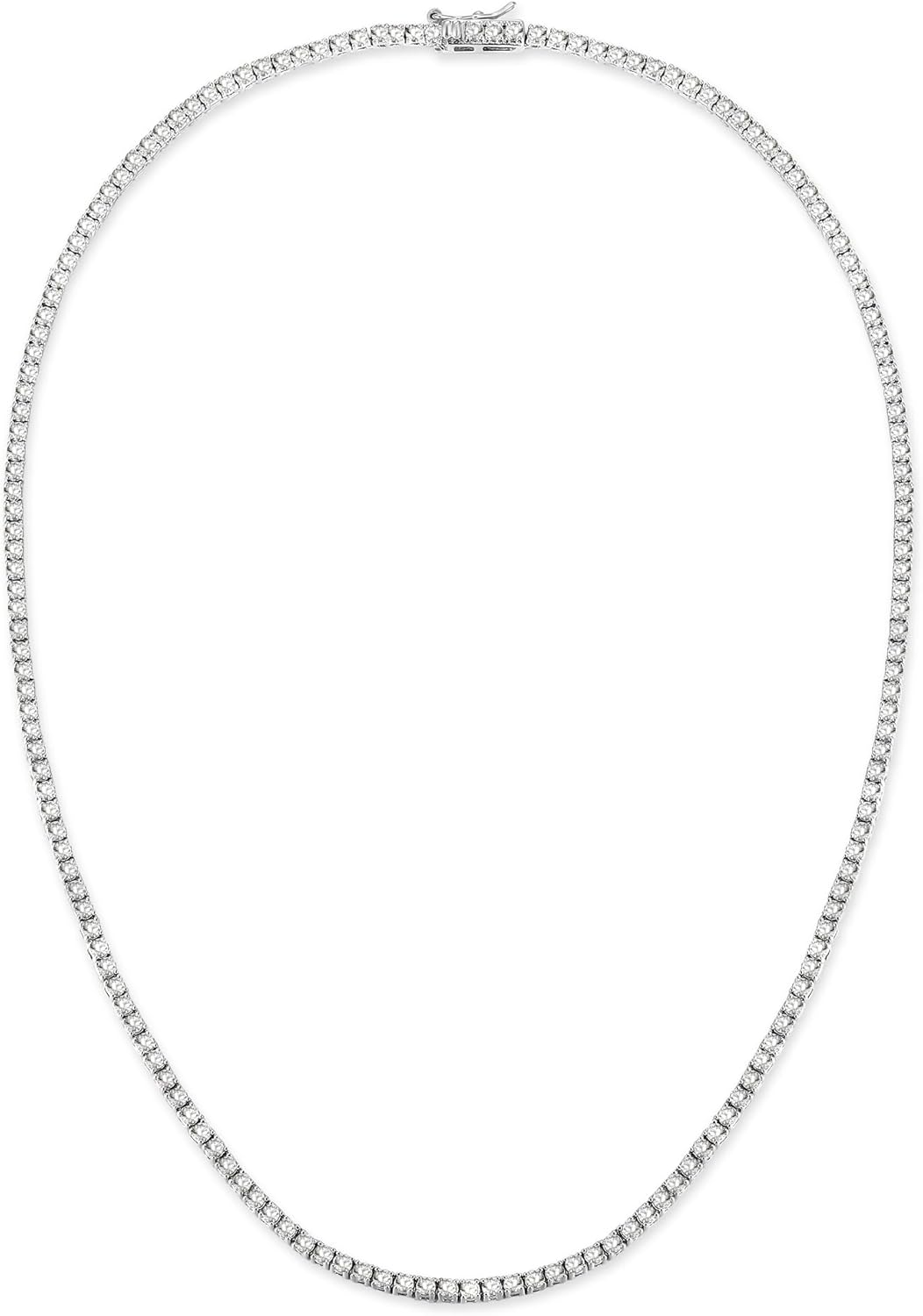 18K White/Yellow Gold Plated 3.0mm Round Cubic Zirconia Classic Tennis Necklace For Women 16-24 Inches