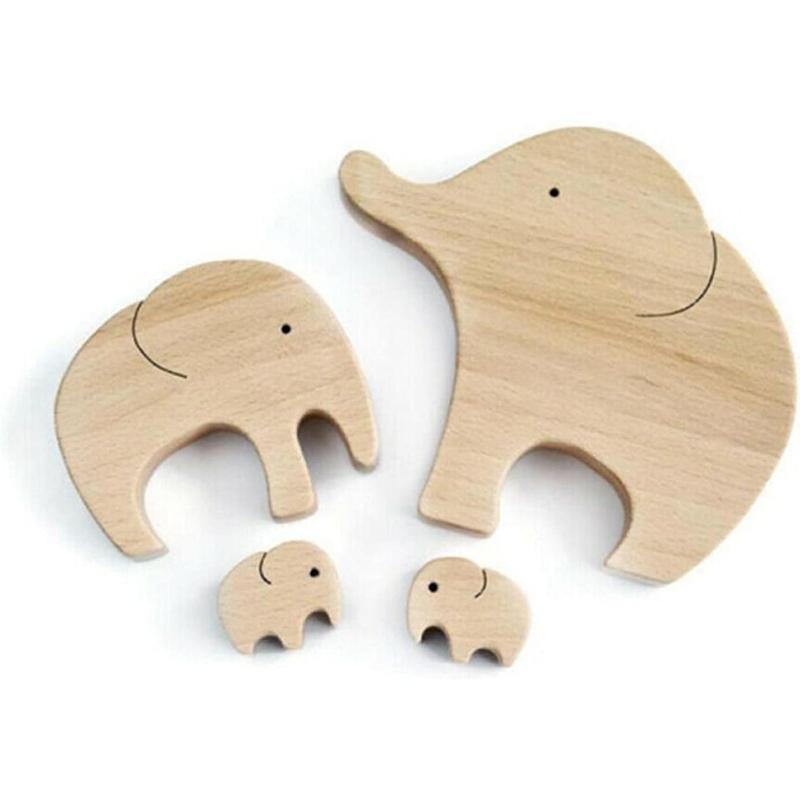 ASkinds 1Set Wooden Elephant Family Ornament Desktop Elephant Mother Child Decoration Elephants Collectible Figurines for Home Office Bedroom Living Room