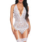 Plus Size Western-Style Sexy Lingerie - Lace Strap Bodysuit with Garter Belt, Perfect for a Passionate Night