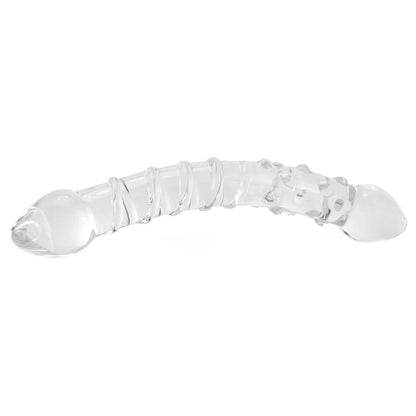 gläs Double Trouble Ridged Glass Dildo