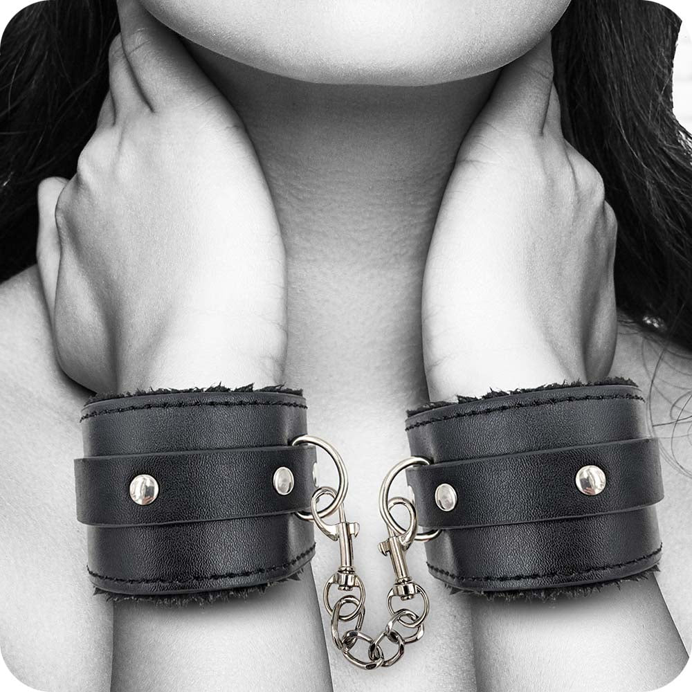 Black Plush Wrist Cuffs